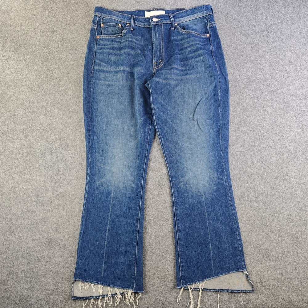 Mother Superior The Insider Crop Step Fray Jeans Women's 31 Blue Medium Wash